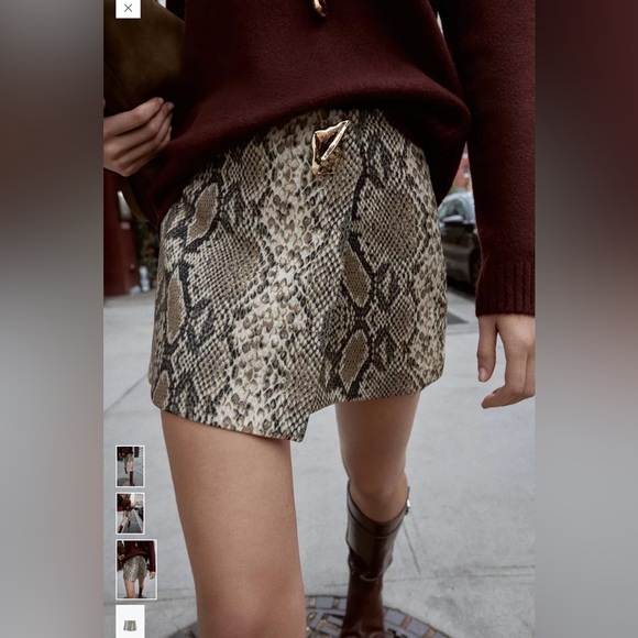 Zara ASYMMETRICAL CULOTTE SKIRT WITH APPLIQUE Size XS NWT - Picture 2 of 11